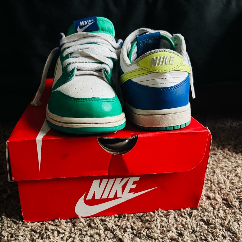 Nike Green and Blue Low-Top Sneakers